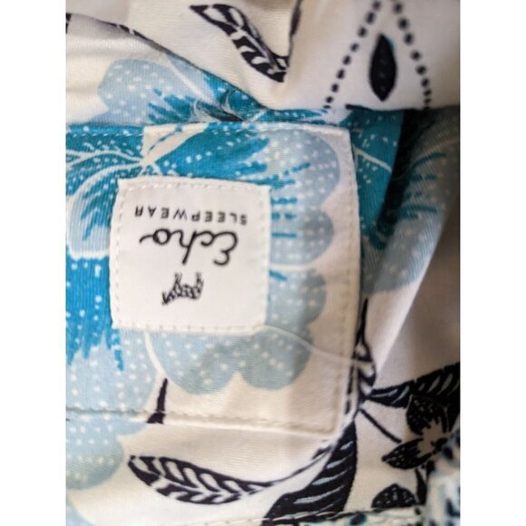 Echo Sleepwear size L nightgown loungewear top Blue White floral - Picture 5 of 5